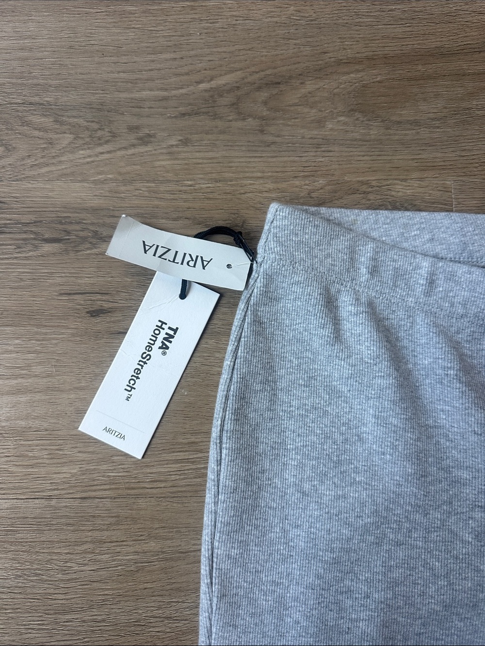 Aritzia Light Heather Gray Rib Knit Flare Pants - Picture 2 of 3